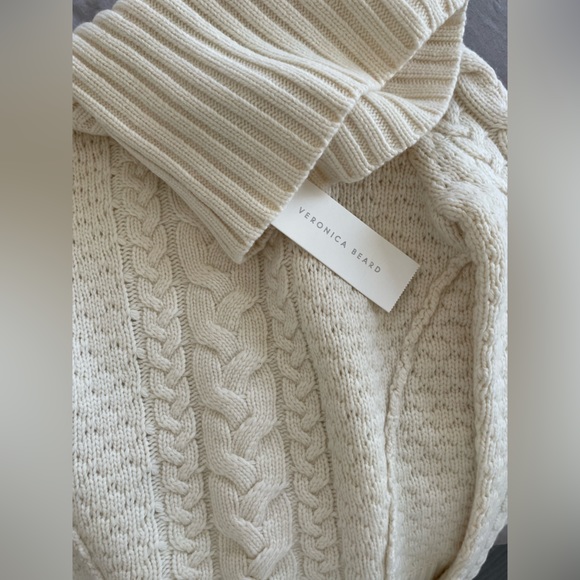Veronica Beard Sereia Cable-knit Turtleneck Sweater - Ivory. Size XS. - Picture 3 of 11